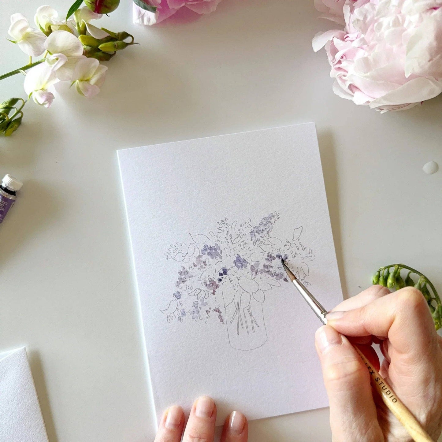Bouquets paintable watercolor notecard set
