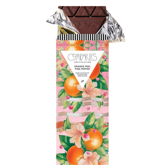 ORANGE Peel Pink PEPPER Dark Chocolate Bar - Vegan