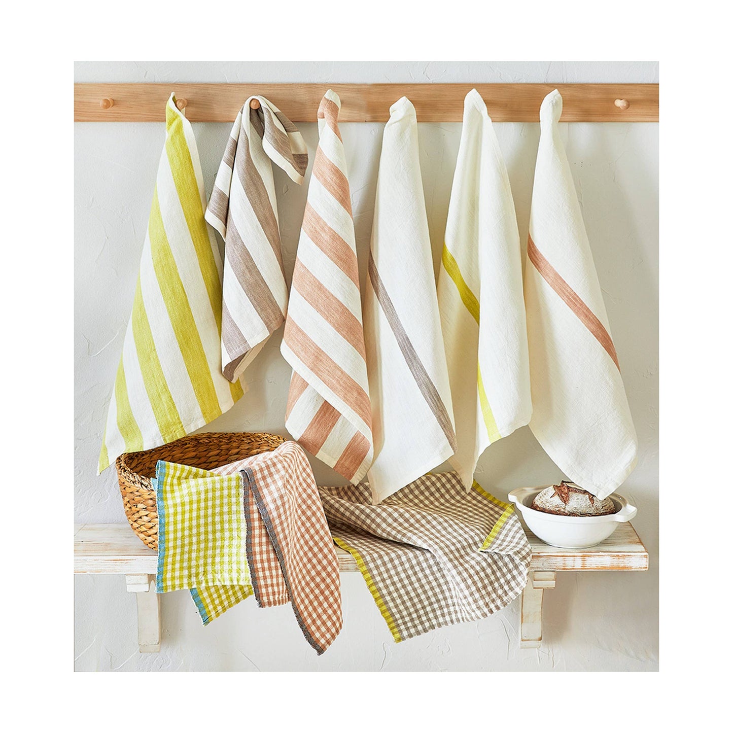 Tag Linen & Cotton Stripe Dishtowel Blush Cotton