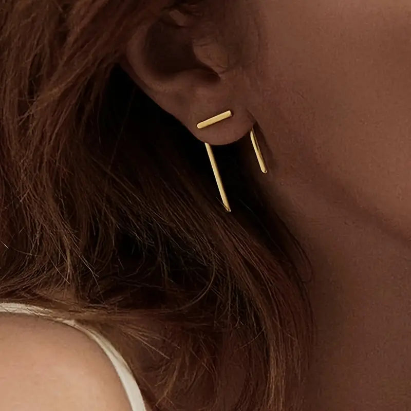 Two-piece Gold Abstract Earring