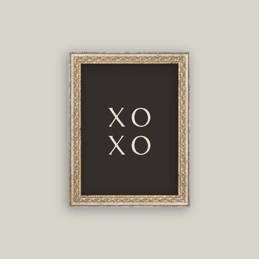 XOXO Black Back Framed Antique Art