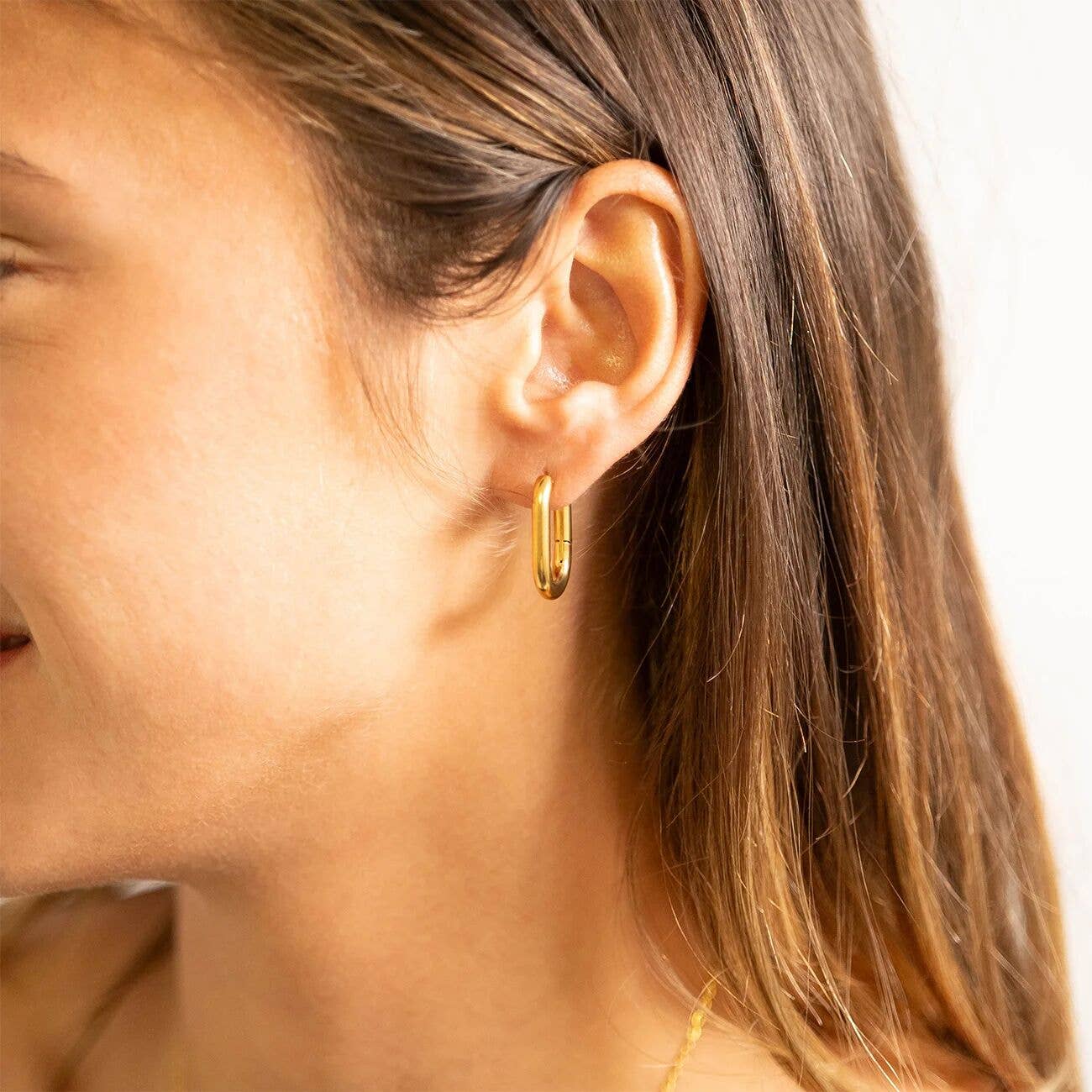 18K Gold  Oval Huggie Earrings