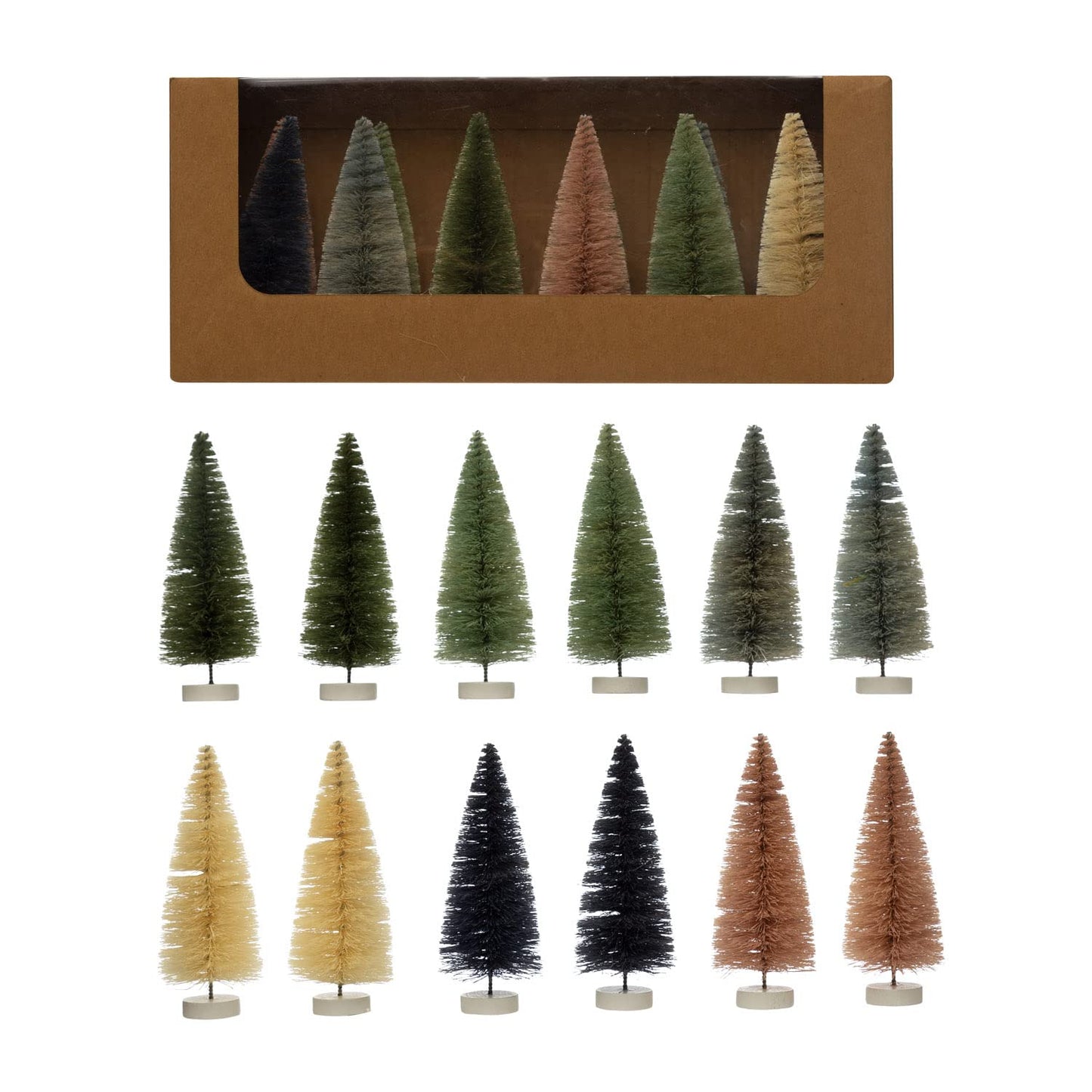 Pastels Sisal Bottle Brush Tree Set of 12