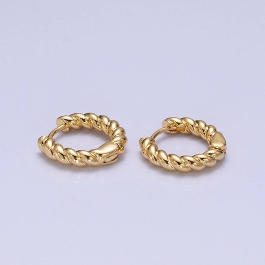 Twisted Gold Hoop Earrings for Women Dainty Gold Hoop Lightweight Earrings for Girls T-395