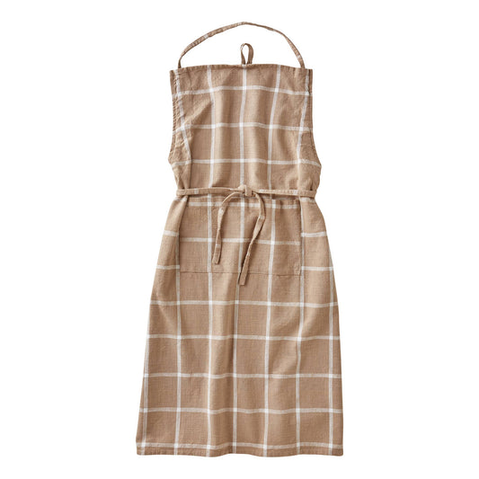 Classic Check Slub Apron Linen Cotton Everyday