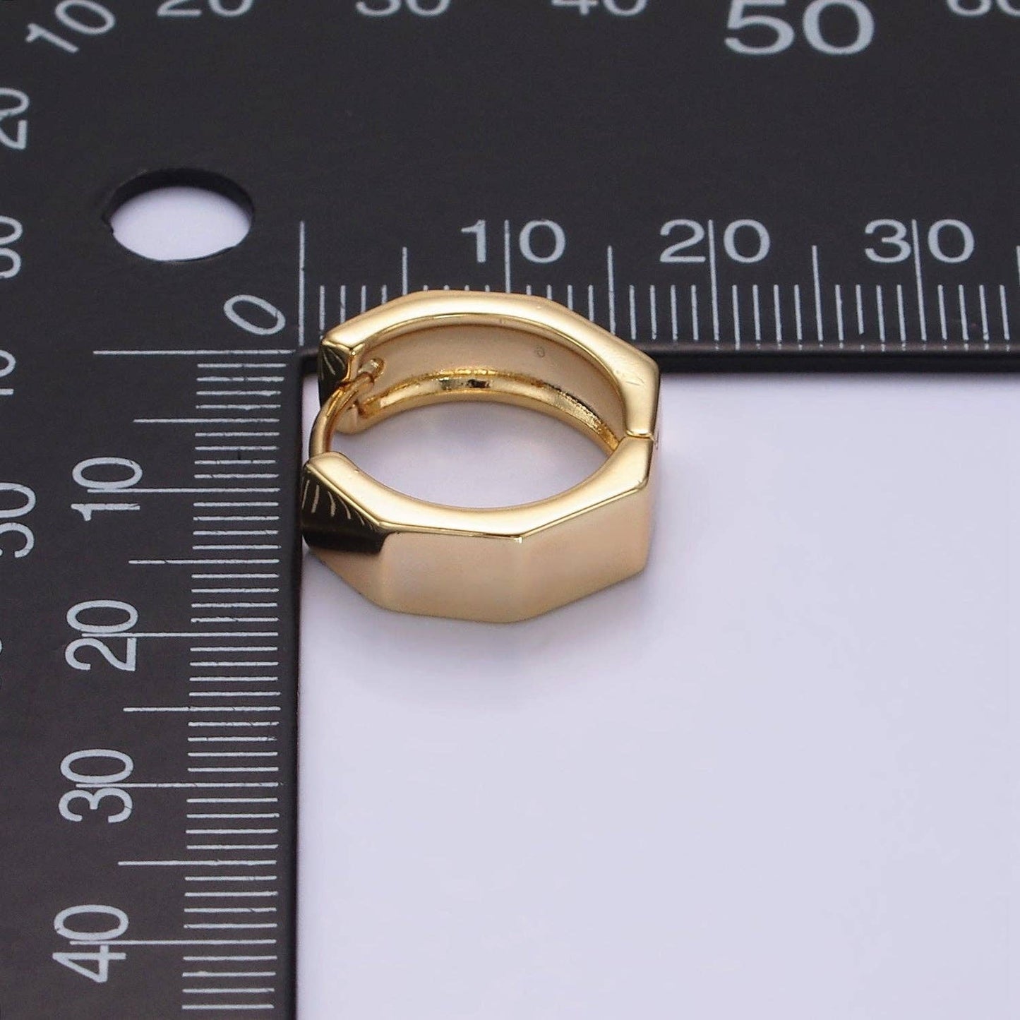14K Gold Filled 16mm Hexagonal Geometric Huggie Earrings