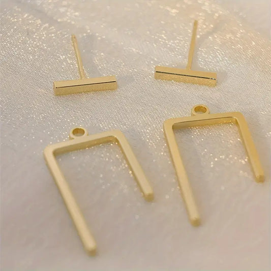 Two-piece Gold Abstract Earring