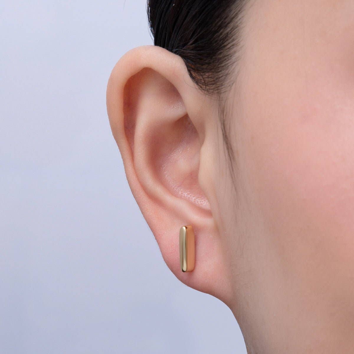 14K Gold Filled 14.5mm Minimalist Rectangular Stud Earrings