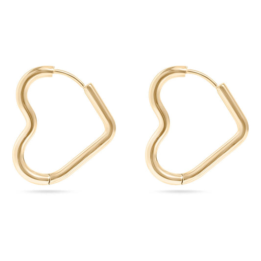 18K Gold  Heart Hoop Earrings