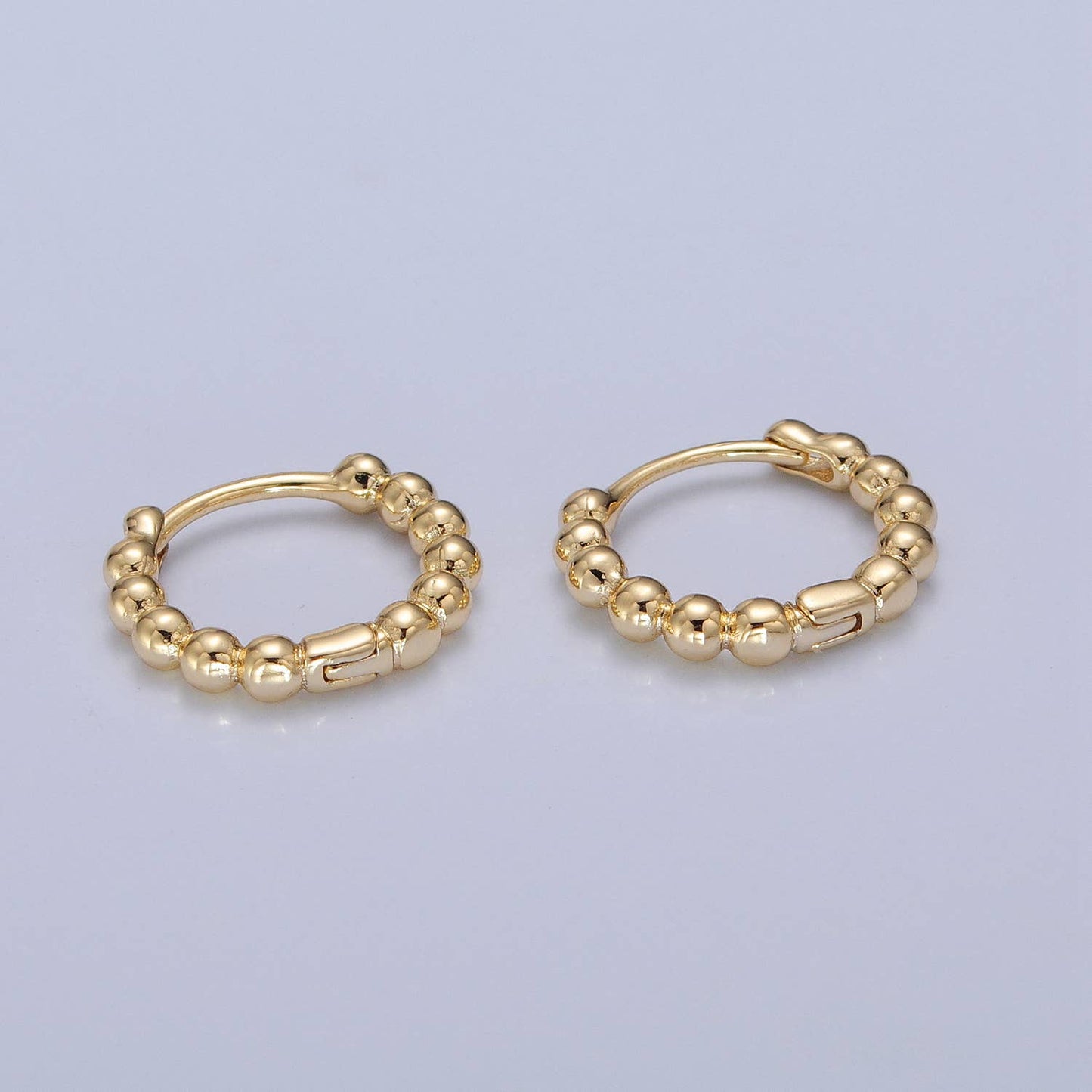 Dainty 14K Gold Filled Beaded Huggie Hoop