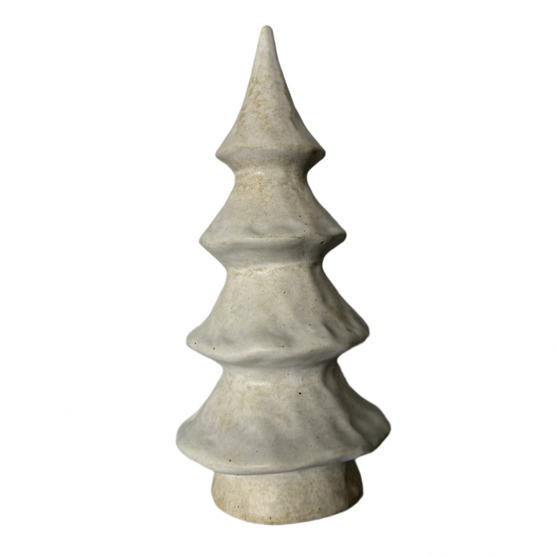 Ceramic Christmas tree ornament on a plain background