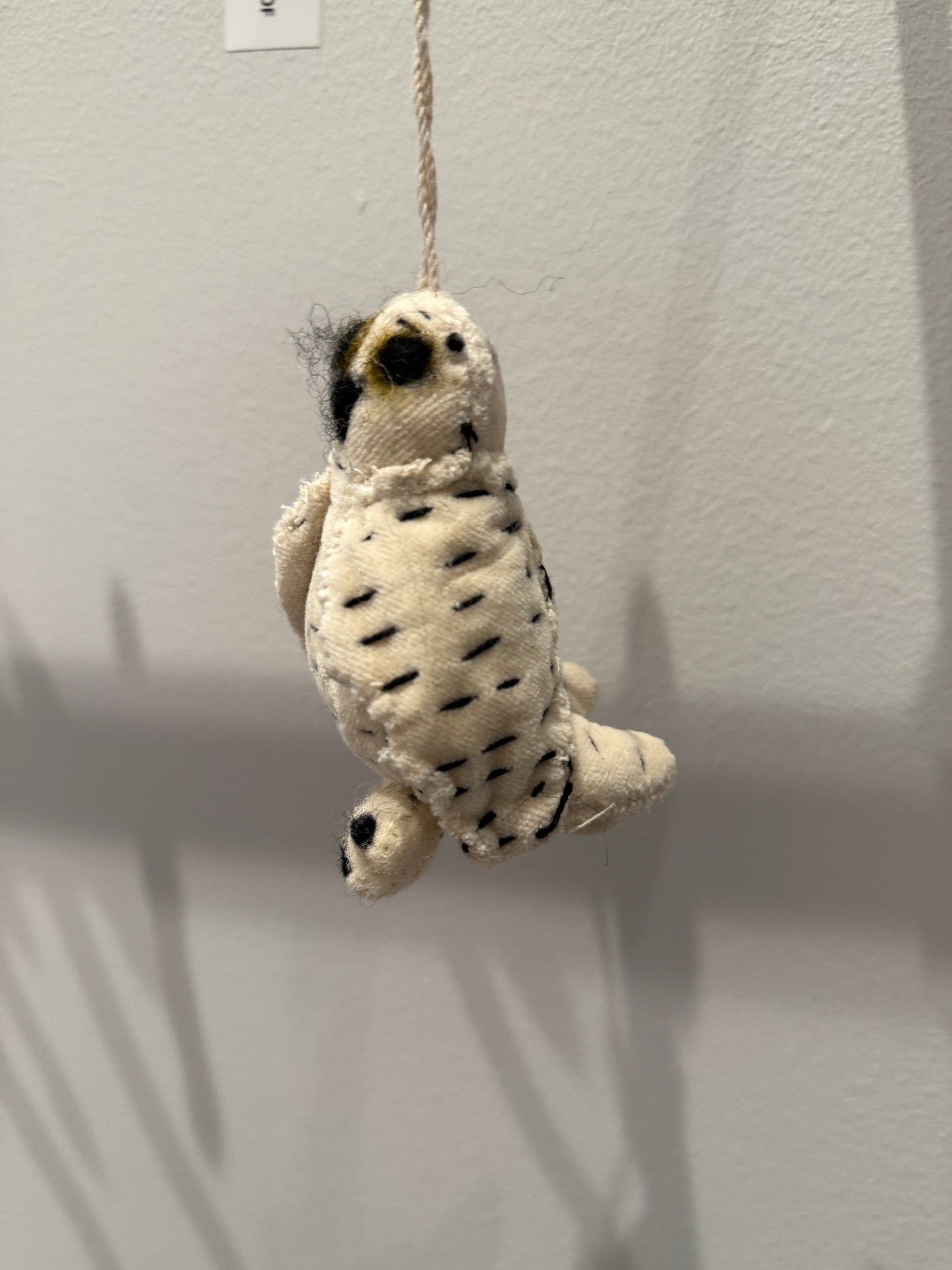 Cotton Velvet Snow Owl Ornament