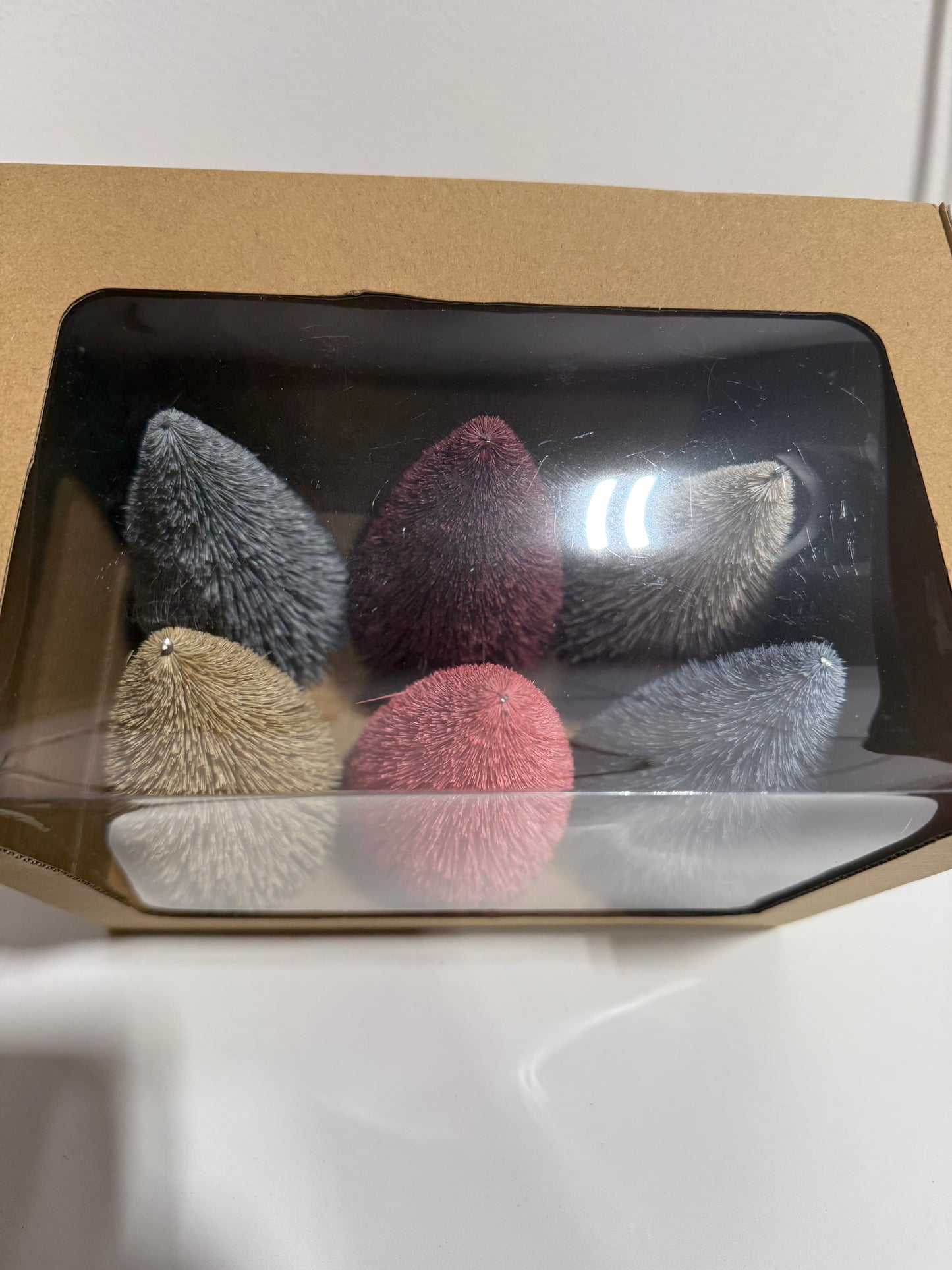 Sisal Bottle Brush Trees w/ Wood Bases, Set of 6