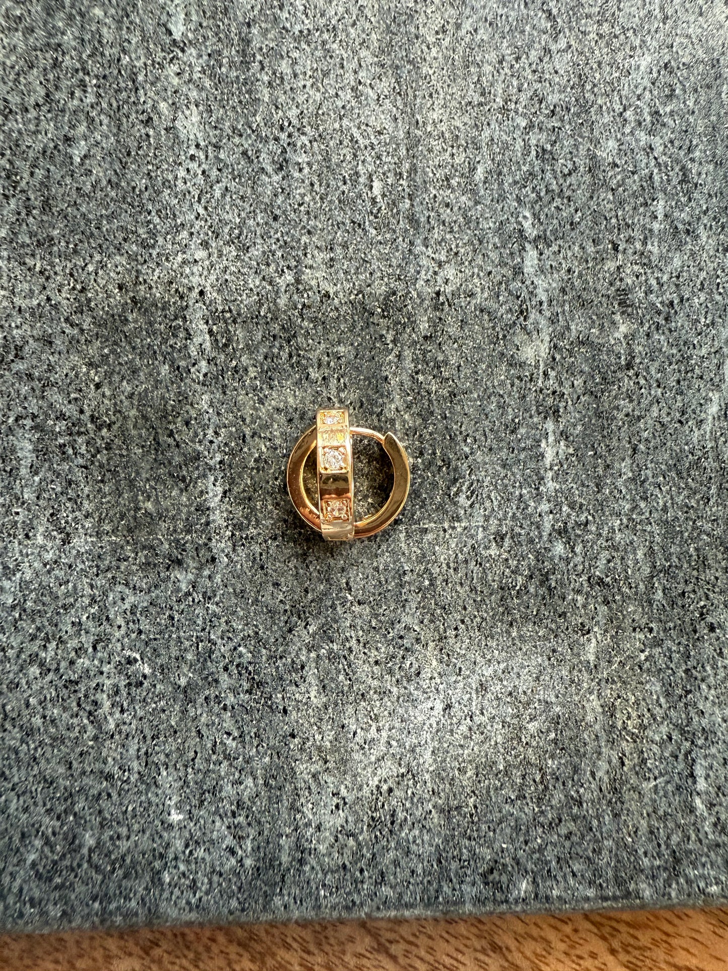 3 Diamond Gold Huggie Earring