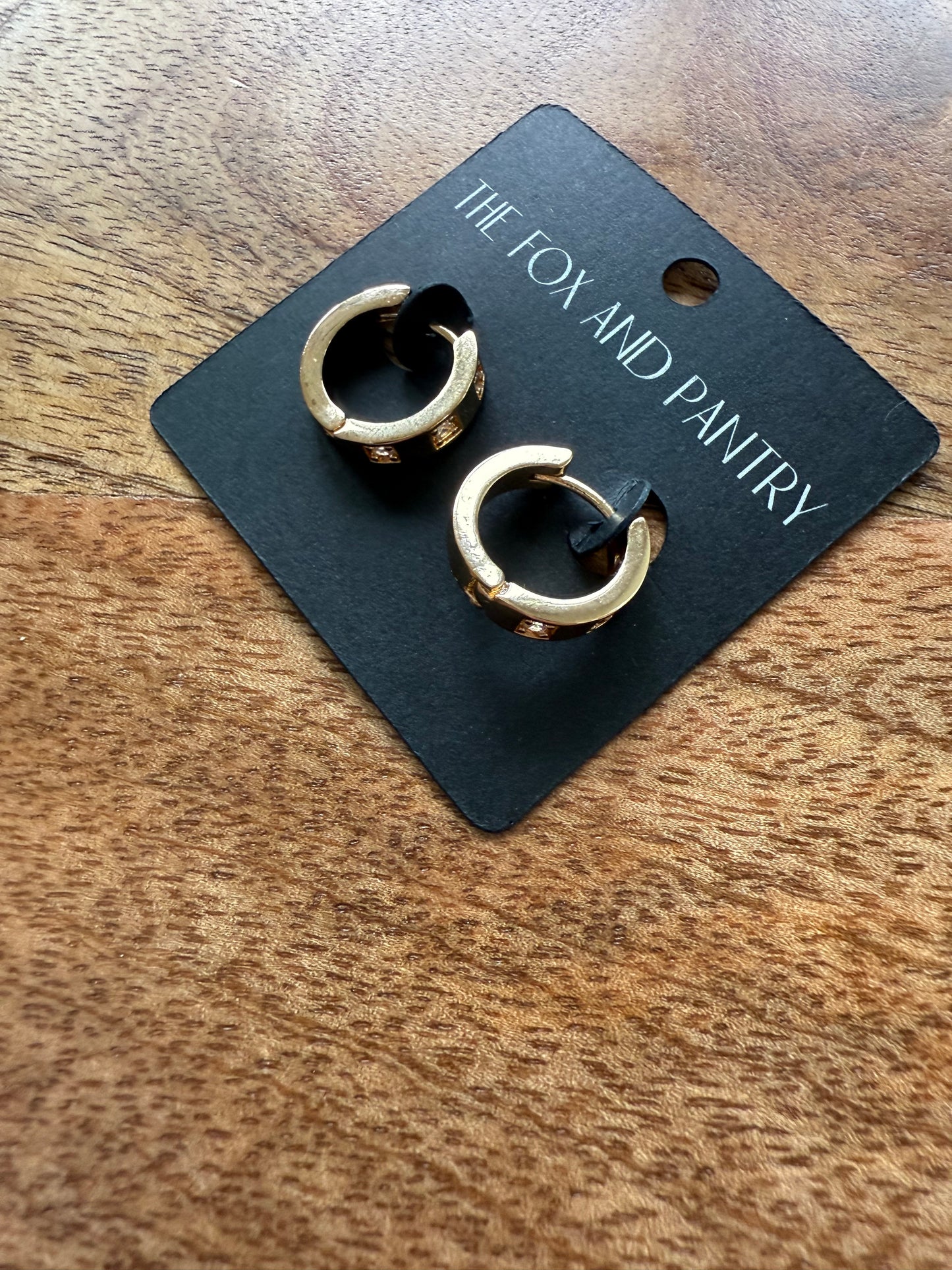3 Diamond Gold Huggie Earring