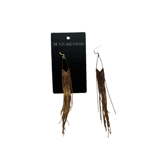 Long gold Metal Fringe Drop Earring