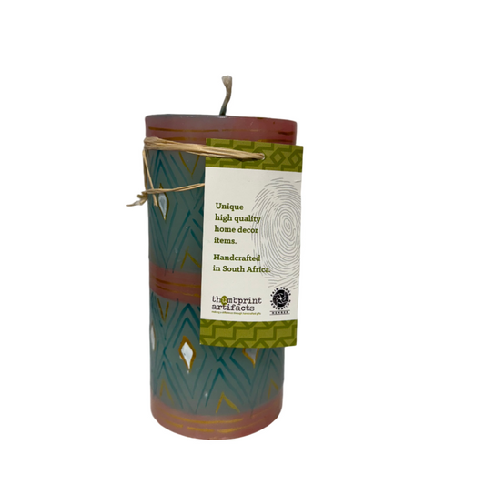 Teal + Gold Delight Pillar Candle