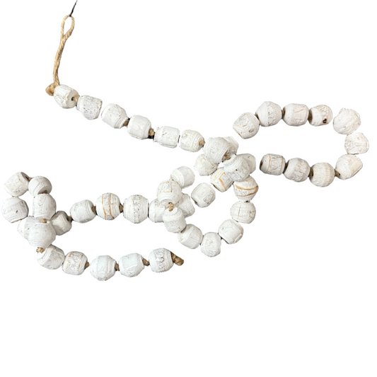 Wood Bead Garland. White
