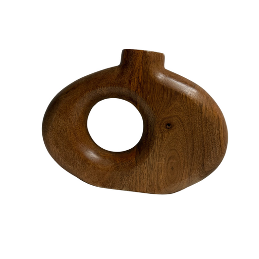 Oval Wood Abstract Vase
