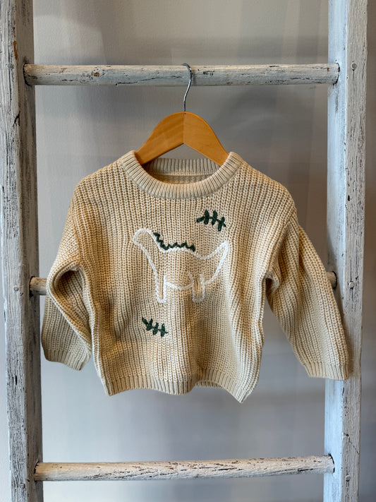 Dinosaur Embroidered Toddler Sweater