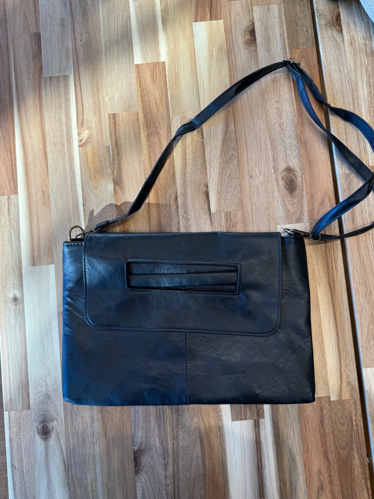 Black Leather Clutch Purse