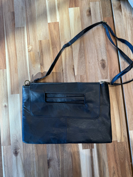 Black Leather Clutch Purse