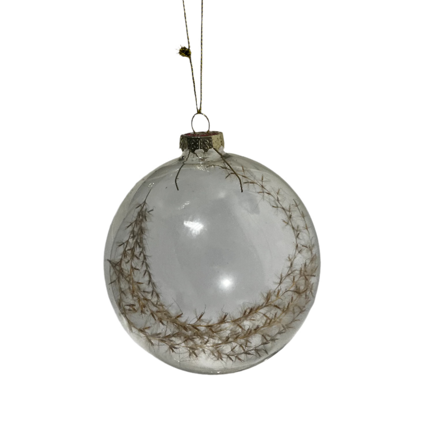 Round Glass Ball Ornament w/ Dried Botanical