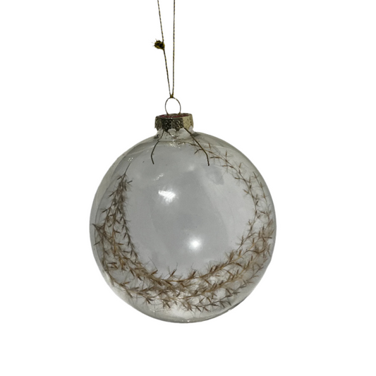 Round Glass Ball Ornament w/ Dried Botanical