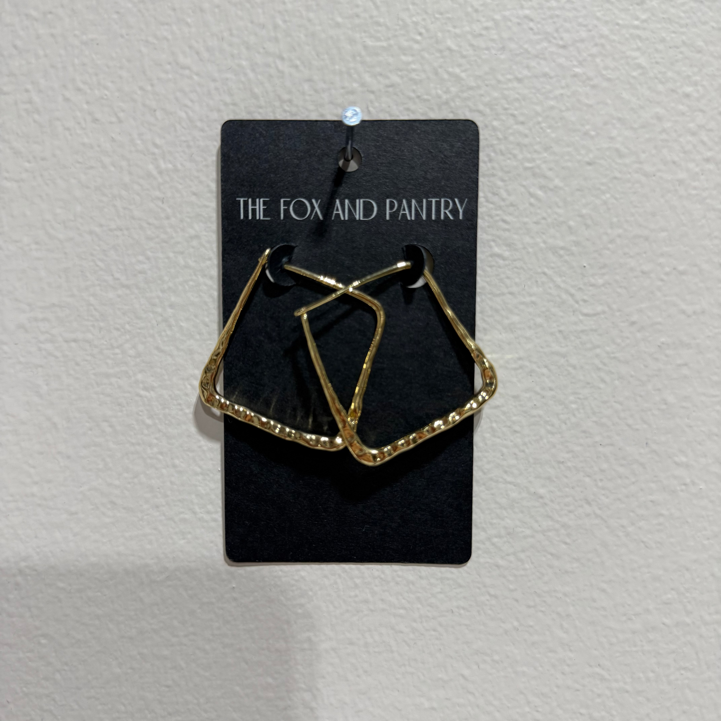 Hammered Gold Square Hoop