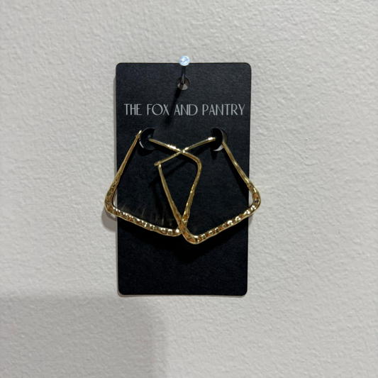 Hammered Gold Square Hoop