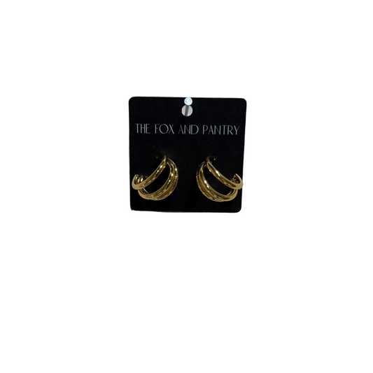 Gold Triple Ring Earring