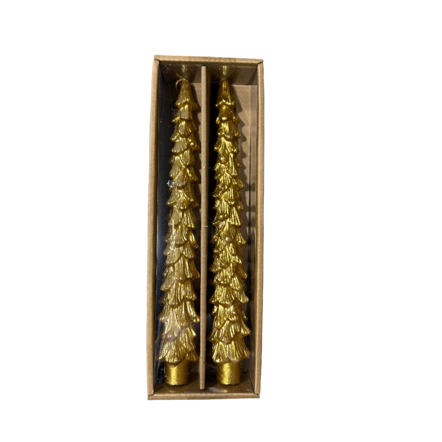 Tall Gold Tree Taper Candle (Set of 2)
