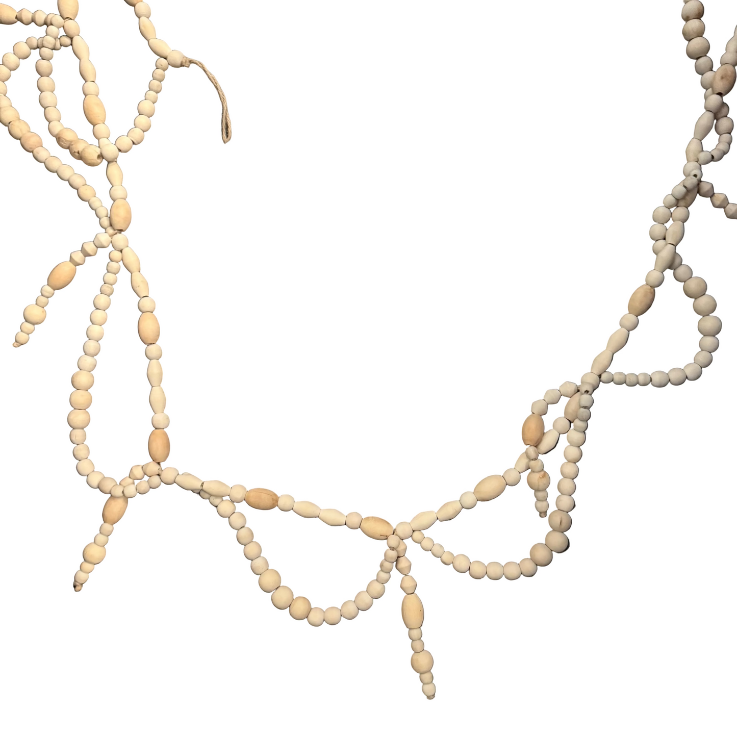 Cream Paulownia Wood Bead Swag Garland