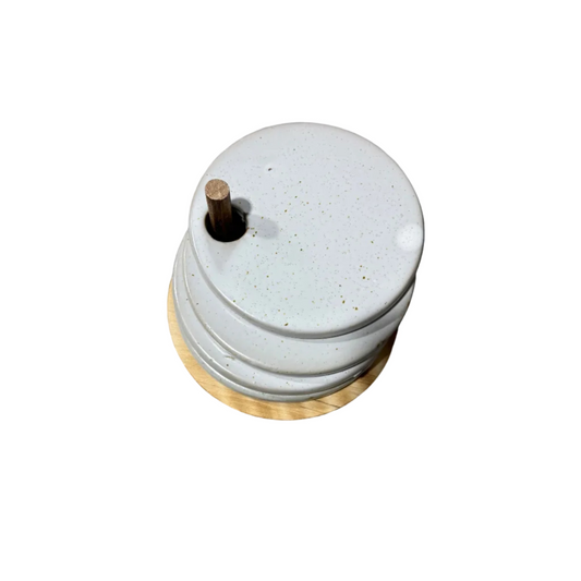 Stoneware Coasters w/ Wood Holder, Reactive Glaze, Set of 5