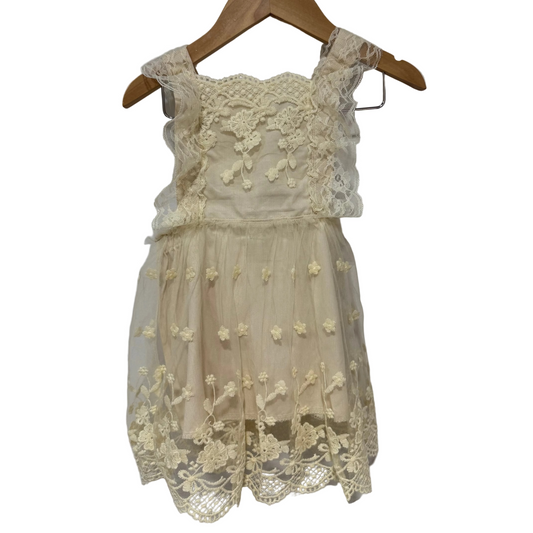 Cream Lace Tie Back Dress