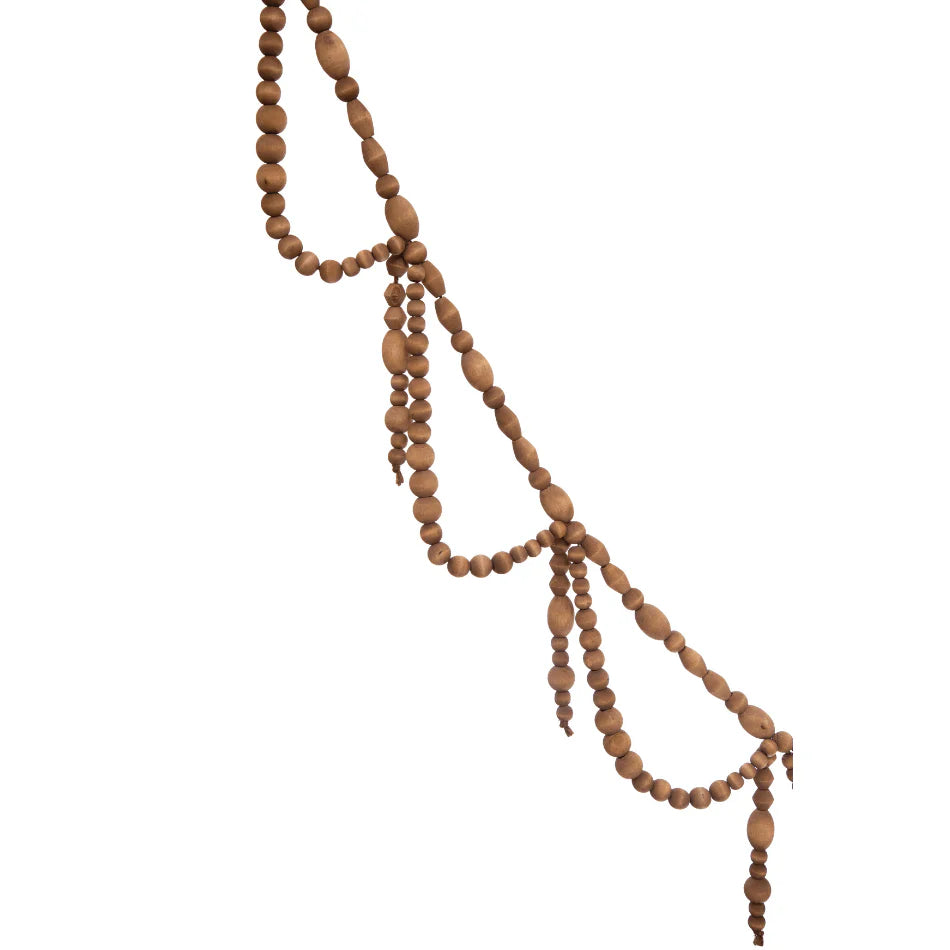 Paulownia Wood Bead Swag Garland. Brown