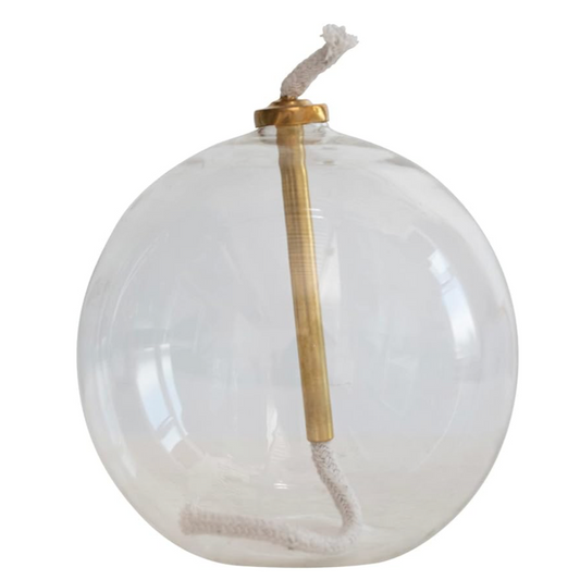 Glass Oil Lamp w/ Brass Fitting (Decorative use only-doesn't burn)