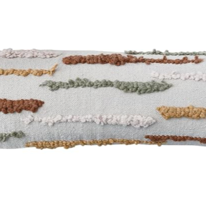 Textured pillow with horizontal stripes on a white background