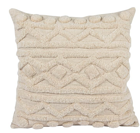 Cotton Slub Throw Geometric Tufting, Ivory Pillow
