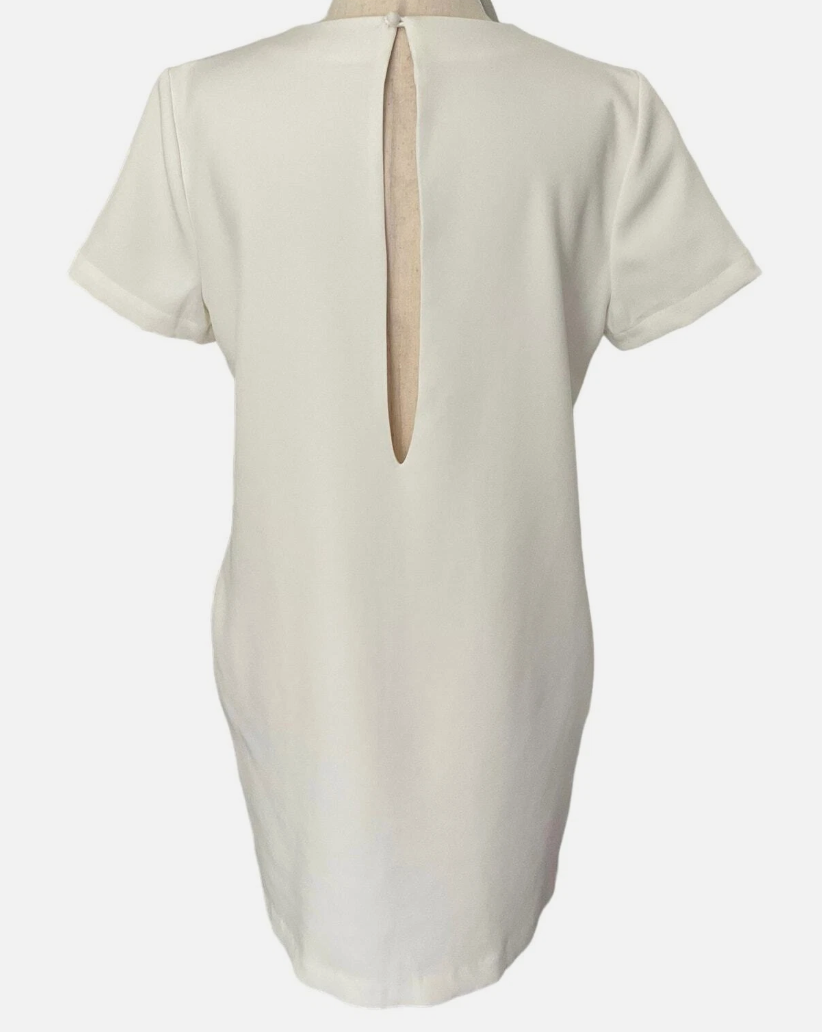 Low Cut V Neck Dress White
