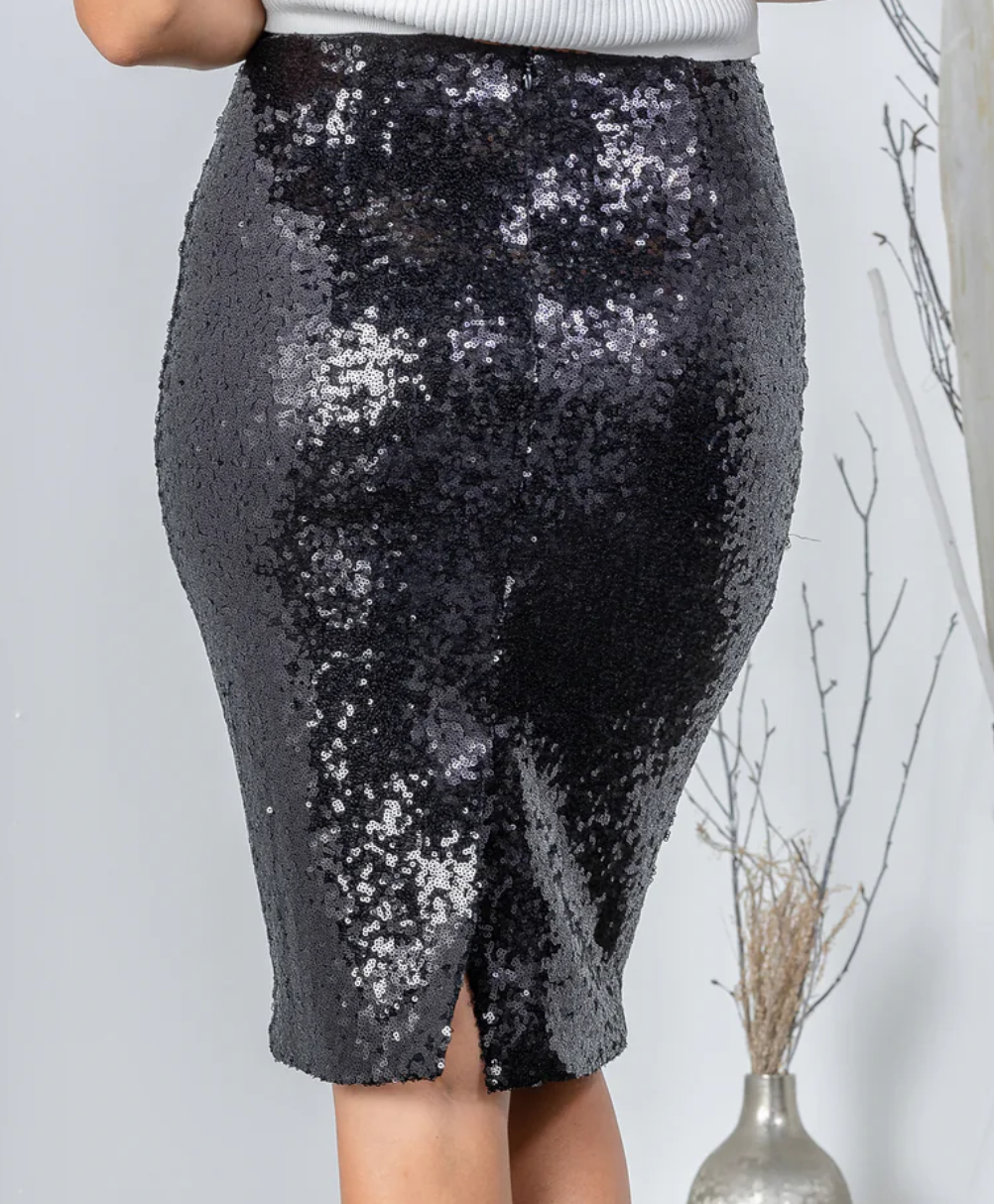 MIDI Sequin Skirt Back Slit
