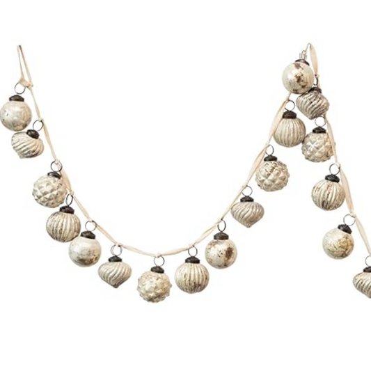 Embossed Mercury Glass Ball Ornament Garland