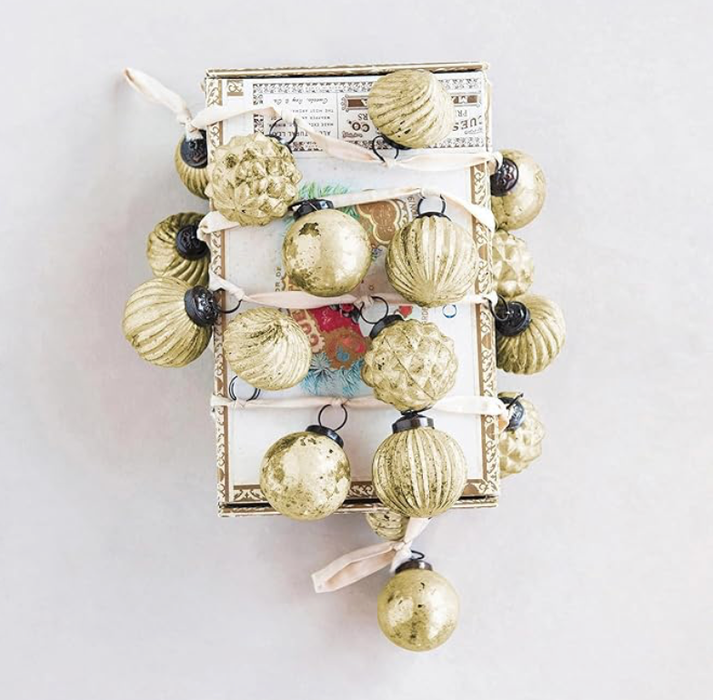 Embossed Mercury Glass Ball Ornament Garland