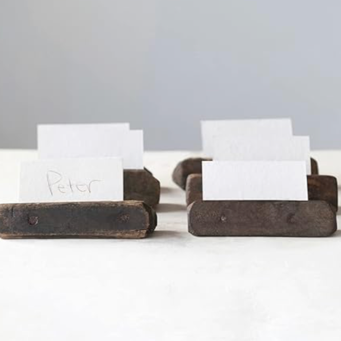 Reclaimed Wood Place Card Holder with 12 Cards