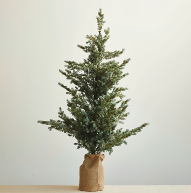 Faux Pine Tree w/ Burlap Sack