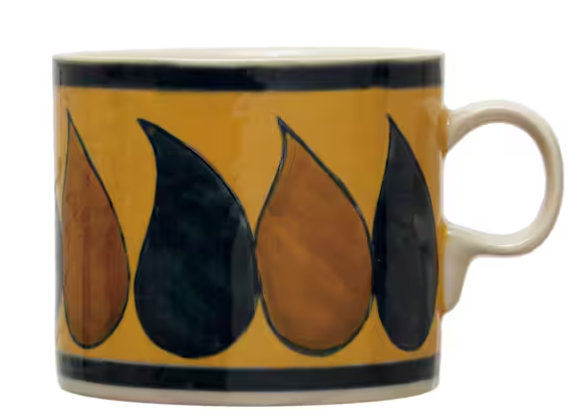 16 oz. Hand-Painted Stoneware Mug w/ Pattern