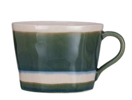 12oz Water Color Stoneware Mug w/stripes