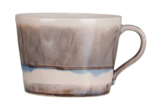 12oz Water Color Stoneware Mug w/stripes
