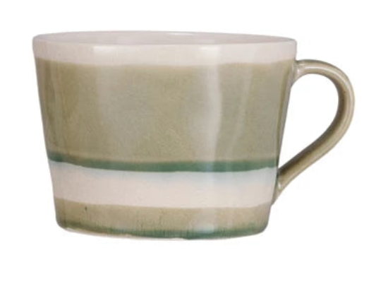12oz Water Color Stoneware Mug w/stripes