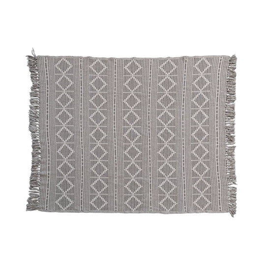 Cotton Jacquard Throw Grey & Natural